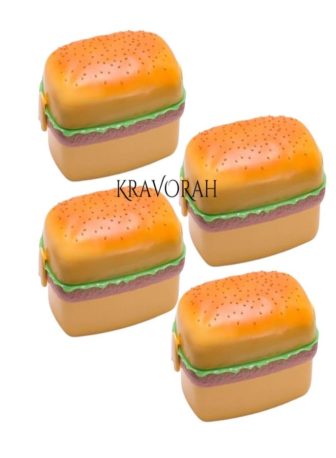 KRAVORAH مبراة أقلام رصاص على شكل برجر مع ممحاة بتصميمين مستوحيين من الطعام (مجموعة من 4 قطع) - أدوات مكتبية مرحة متعددة الألوان بفتحتين للأطفال والطلاب، لوازم مدرسية عصرية، هدايا مثالية لتوزيعها في أعياد الميلاد - Image 3